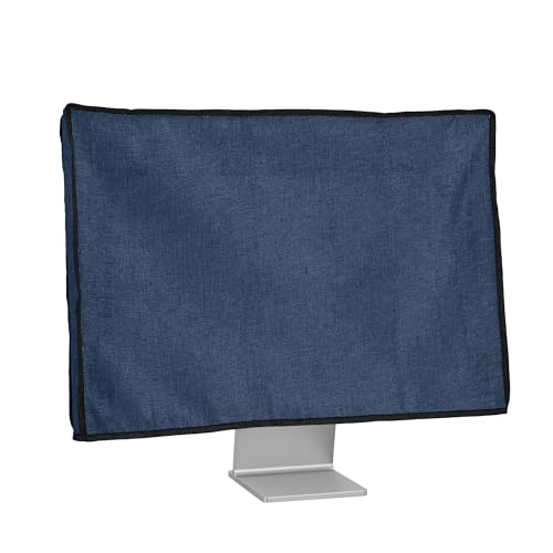 kwmobile Leinen Hülle kompatibel mit 27-28" Monitor - Schutzhülle Staubschutz Abdeckhaube für PC Bildschirm - Computer Screen Cover Staubhaube Haube in Blaugrau von kwmobile