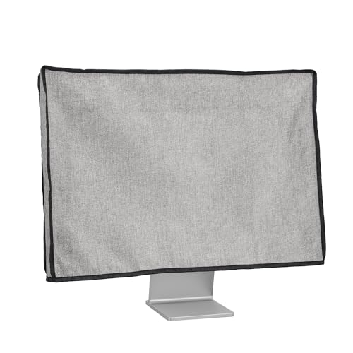 kwmobile Leinen Hülle kompatibel mit 31-32" Monitor - Schutzhülle Staubschutz Abdeckhaube für PC Bildschirm - Computer Screen Cover Staubhaube Haube in Hellgrau von kwmobile