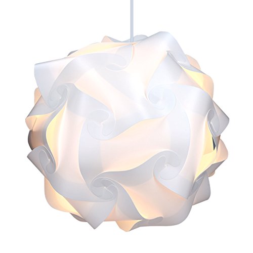 kwmobile DIY Puzzle Lampe XL Deckenlampe - Pendelleuchte Schirm Lampe - Set mit Deckenbefestigung 90cm Kabel E27 Fassung - Puzzlelampe in Weiß von kwmobile