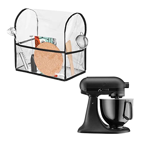 kwmobile TPU Hülle transparent kompatibel mit KitchenAid 4,3-4,8 liter - mit 3 Fächern - Küchenmaschine Staubschutz Abdeckhaube in Transparent Schwarz von kwmobile