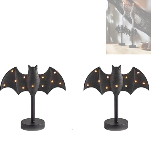 Gothics BAT LED Blitzer Kerzenhalter Halloween Dekoration Mit Mysteriösen Umgebungen Für Kamine Schreibtisch Flackernden Fledermaus Nacht Nachtlicht von kwoifioy