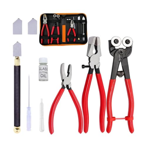 Packung Mit 10 Professionellem Glasschneidwerkzeug Für Buntfliesenflaschenhandwerk Metallkonstruktion Lederbeutel Schneidwerkzeug von kwoifioy