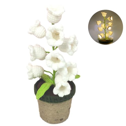 kwoifioy Elegantes Baumwollseil gestricktes Blumenlicht mit weichem Lichtakzent für den Innenbereich, dekorativ, gestrickte Blume, kleines Licht von kwoifioy