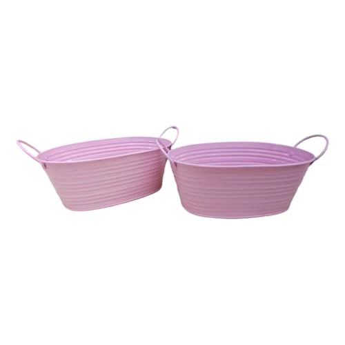 kwoifioy Mehrzweckmetall Blumenbehälter Pflanzer Ovales Design Für Balkon Windowsill Gardening Home Wedding Party Display 2pcs Hauswarming Geschenkpflanzer Set Set von kwoifioy