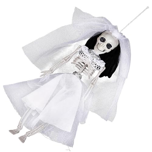 kwoifioy Realistische Plastik Skelett Figur Halloween Dekoration Mit Beweglichen Gelenken Für Eindringliche Haus Halloween Party Display Hochzeit Themenhaftes Schädel Hängende Handwerk von kwoifioy