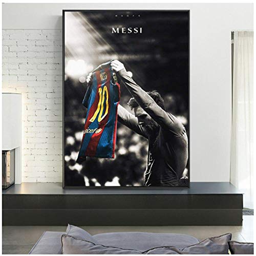 kwydle Fußball Sport Star Lionel Messi Retro Leinwand Gemälde Poster und Drucke Wandkunst Bild für Wohnzimmer Home Decor Cuadros (50 x 70 cm) ohne Rahmen von kwydle