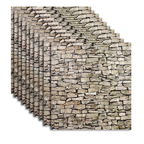 10 x Wandpaneele, 77 x 70 cm 3D Tapete Wandpaneele selbstklebend, Nachahmung Ziegelmuster Hintergrund Wandverkleidung Wandfliesen Dekor Steinoptik für Badezimmer Küchen, natur (Ziegelstruktur 1) von kyaoayo