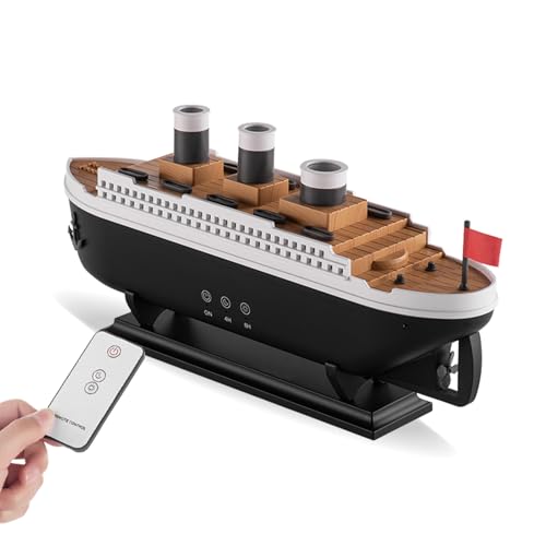 Aroma Diffuser 250ml, Innovatives Aromatherapiegerät mit 7 Lichtarten, Aroma Diffuser für Duftöle, luftbefeuchter, Luftverteiler, Mit Fernbedienung und 2 Nebelmodi, Simulierter Schiffsbefeuchter von kyaoayo