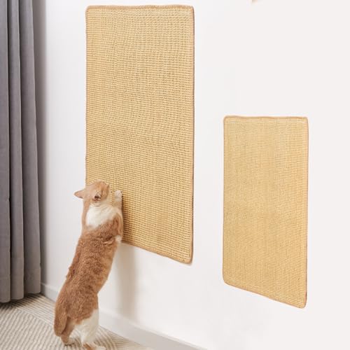 Kyaoayo 2 Stück Katzen Kratzbrett, Kratzmatte Katze, Kratzbrett Wand, Sisal Teppich Katzen, Sisal Kratzteppich, ErfüLlt Die Physischen und Psychischen BedüRfnisse Ihrer Katze. (groß 30×60cm) von kyaoayo