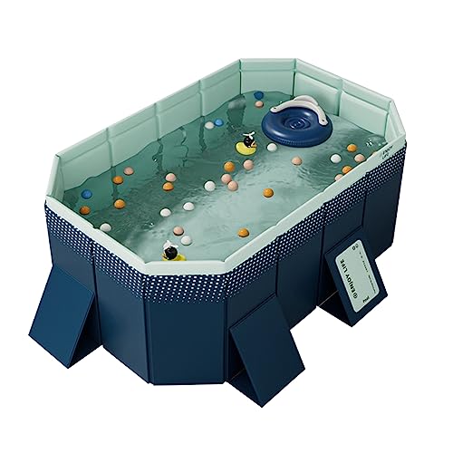 Kyaoayo Planschbecken füR Kinder, Faltbarer Nicht Aufblasbarer Familienpool, Erwachsene Gartenschwimmbad, Familienschwimmbad Sommer, Blau. (185×138×53 cm) von kyaoayo