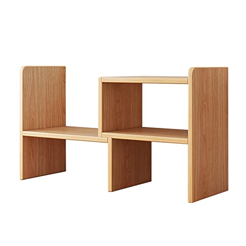 Kyaoayo Schreibtisch Regal, Desktop Bookcase, Bücherregal Holz,Schreibtischregal DIY Tischregal,Desktop Lagerregal,Bücherregal,Klein Desktop Organizer Bücherregal,für Schlafzimmer,Büro. (Holzfarbe, A) von kyaoayo