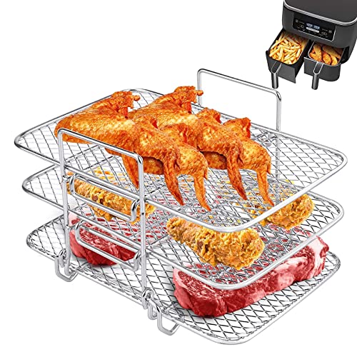 Luftfritteusen-Rack,Heißluftfritteuse Grillrost Dehydrate Multifunktional Stapelbar Gestell Zubehör,mehrlagiges Dörrgerät Rack Air Fryer Zubehör Kompatibel,für Air Fryer von kyaoayo