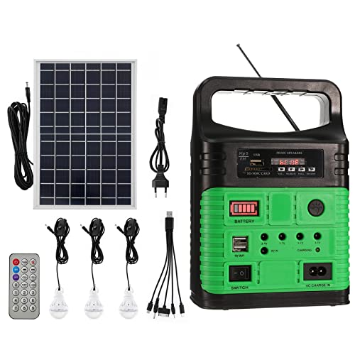 Solargenerator Tragbares Kraftwerk,mit Solarpanel und LED-Lampen,mit Bluetooth-Radio-MP3-Funktion,für Outdoor-Camping Haus Notfall Angeln Jagd Reisen (Grün) von kyaoayo