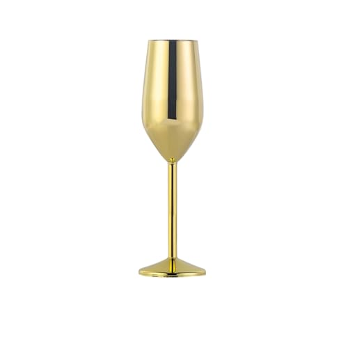 kyaoayo 260ML Champagner Gläser, Sektgläser Edelstahl Champagnerglas, Metall Weinglas, WeingläSer Aus Edelstahl, Cocktailgläser, für Den TäGlichen Gebrauch. (Gold) von kyaoayo