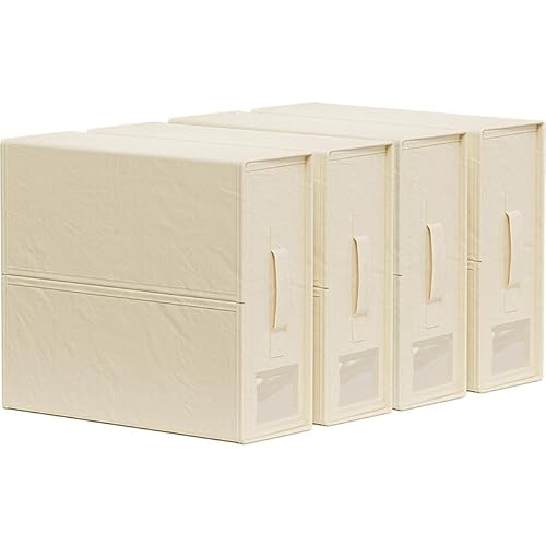 kyaoayo 4 Stück Unterbett Aufbewahrungsbox, Aufbewahrungstasche für Bettlaken, Aufbewahrungstasche, Faltbare Unterbett-Aufbewahrungstasche Kleideraufbewahrung für Kleidung Decken Bettdecken. (beige) von kyaoayo