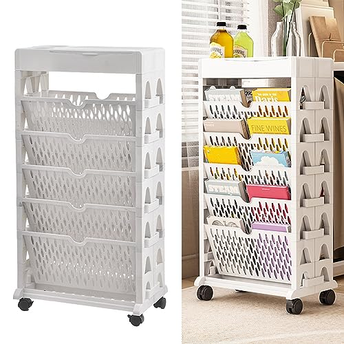 kyaoayo 5-Schicht Kinder BüCherregal, Bewegliches BüCherregal, Bewegliches BüCherregal Auf RäDern, BüCher-Organizer, Doppelter BüCherregal, 37×19×73.5 cm, für Wohnzimmer, Arbeitszimmer, Kinderzimmer. von kyaoayo