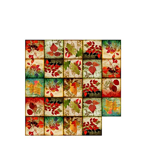 kyaoayo Antike Fliesen 24 Stück, Jahrgang Herbstblätter Designs, Badezimmer- und Küchenfliesen Dekoration, Dusche Treppen Küchenrückwand (15 * 15cm) von kyaoayo