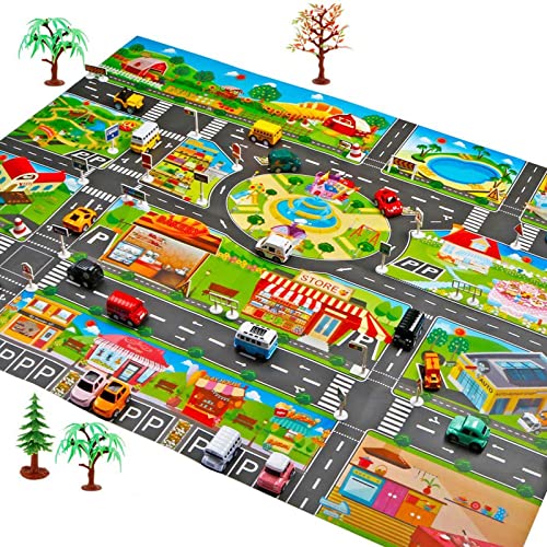 kyaoayo Autoteppich Kinder, Kinder Teppich Spielmatte City Life, Spielmatte für Kinder, Teppich StraßE Kinder, 100×130cm / 39.3in×51.1in, für Kinder und Kinder Schlafzimmer und Spielzimmer. von kyaoayo