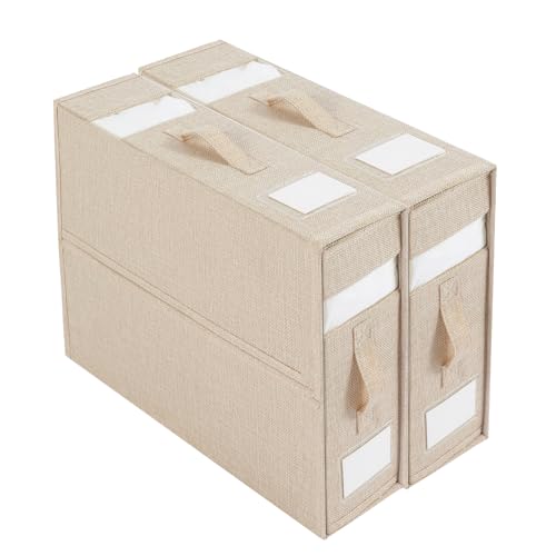 kyaoayo Bettwäsche Organizer, Unterbett Aufbewahrungsbox, Faltbare Aufbewahrungsbox, Aufbewahrungstasche für Bettlaken, Mit Transparentem Fenster Und Griffen. (Beige, 2 Stück) von kyaoayo