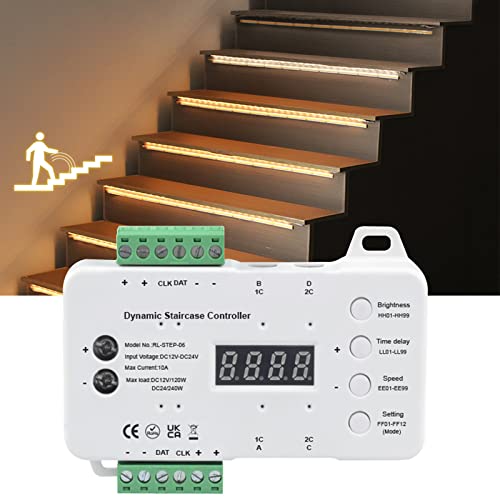 kyaoayo Bewegungssensor-Treppenbeleuchtungsset，LED-Treppenlichtsensor-Controller，LED-Lichtband mit Sensor， für Hotels und Zentren, Zuhause，Interieur, Bar (Controller B 4 Sensoren) von kyaoayo