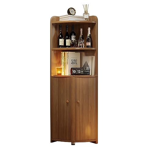 kyaoayo Eckschrank, Eckregale Stehend, Eckschrank Wohnzimmer, Weinschrank, Display Shelves,Bookcase, Offenes Eck-BüCherregal Aus Holz, für Wohnzimmer, Zuhause, BüRo, KüChe, Sandelholz (151×30×30 cm) von kyaoayo