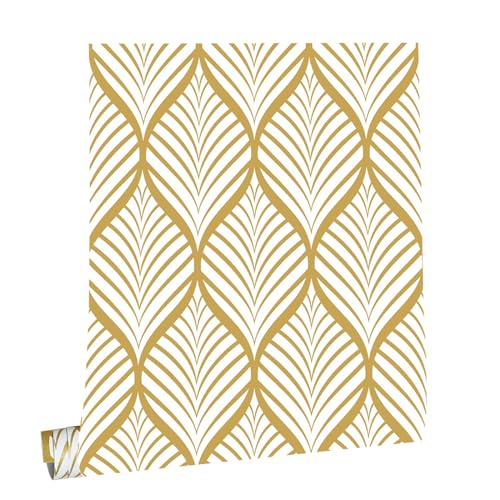 kyaoayo Goldene Blatt Wandtattoo, Boho Wandaufkleber, Palme Blätter Wandsticker Wasserdicht, Blätter Pflanzen Wandaufkleber, Selbstklebend Wandsticker für Wohnzimmer Schlafzimmer (0.445 * 6M) von kyaoayo