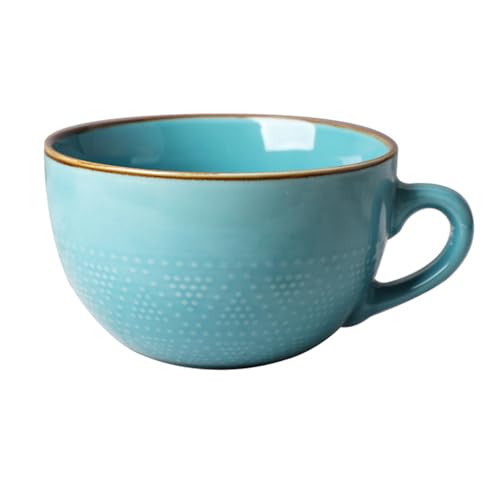 kyaoayo Kaffeetasse Tasse, Groß Keramik Suppentassen, 700 ml Kaffeetasse Müslischalen mit Henkel, Porzellan Kaffeebecher für Müsli Suppen, Salat Schale, Schüssel, Suppenschüssel für Geschenk (Blau) von kyaoayo