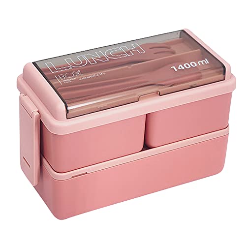 kyaoayo Lunchbox mit Fächern, BPA Frei Lunchbox Student Brotdose mit 3 Fächern, Lunchbox Erwachsene Brotdose mit Geschirr, meal prep boxen, Perfekt für Schule, Arbeit, Picknick Reisen (Rosa) von kyaoayo