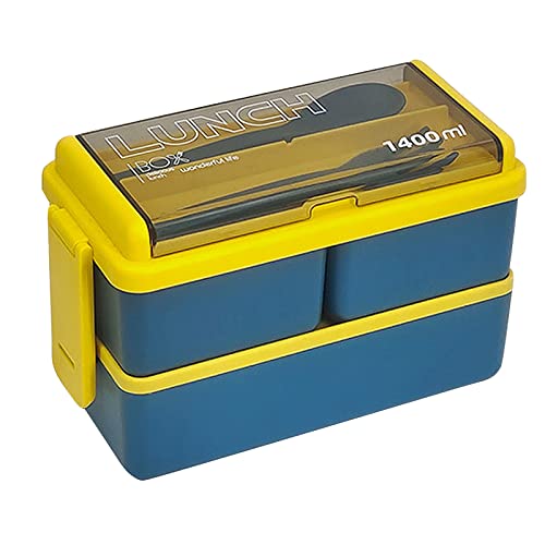 kyaoayo Lunchbox mit Fächern, BPA Frei Lunchbox Student Brotdose mit 3 Fächern, Lunchbox Erwachsene Brotdose mit Geschirr, meal prep boxen, Perfekt für Schule, Arbeit, Picknick Reisen (blau) von kyaoayo