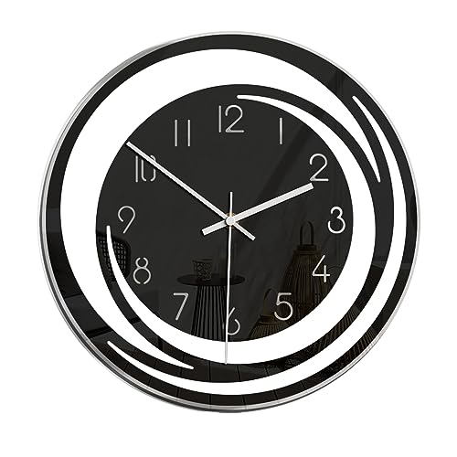 kyaoayo Moderne Wanduhr ohne Ticken, Kreative Schwarz rund Uhren mit Zeiger, Wanduhren zum Bauen Deko für Wohnzimmer Restaurant Büro Schlafzimmer Dekoration, Uhren 11in von kyaoayo