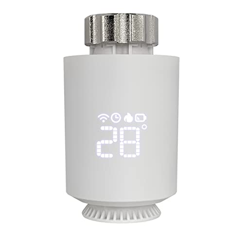 kyaoayo Smartes Heizkörperthermostat Zigbee, Starter Kit mit Hub, Digitales Thermostat, Heizungsthermostat Home Smart Life/Tuya App, WLAN Erweiterbare, für Heizkörper Programmierbar (1 Stk), White von kyaoayo