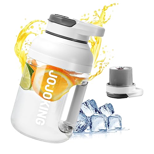 Tragbarer Mixer, 1,5L Flaschenmischer für Milchshake und Saft, Tritanmaterial, BPA-frei, Wasserflasche mischer mit 10 Ultrascharfen Klingen für Küche, Büro & Sport (grau) von kyaoayo