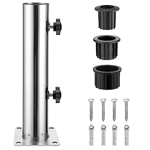 kyaoayo Universal-Standrohr aus Edelstahl für Granit-Schirmständer, Schirmhalter für den Außenbereich, Durchmesser max. 55 mm, 3 oder 4 Löcher 115 mm. (Vier Löcher, quadratischer Boden) von kyaoayo