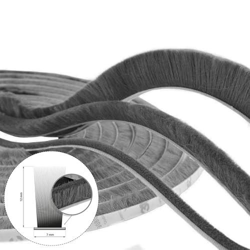 Bürstendichtung selbstklebend 7x12mm 1m grau für Türen und Fenster, Zugluft, Lärm und Staub isoliert, schnelle Montage Bürstendichtung selbstklebend 7x12mm 1m grau für Türen und Fenster, Zugluft, Lärm und Staub isoliert, schnelle Montage von kyct