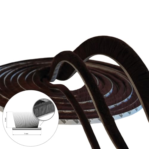 Bürstendichtung selbstklebend 7x4mm 20m braun für Türen und Fenster, Zugluft, Lärm und Staub isoliert, schnelle Montage von kyct