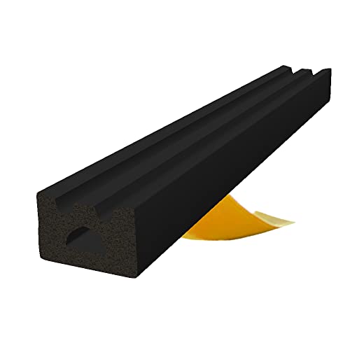 Selbstklebende Dichtung für Türen und Fenster | D 14x12mm | schwarz | 1m | Gummidichtung, Isolierdichtung von kyct