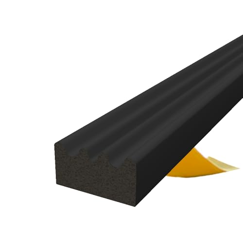 Selbstklebende Dichtung für Türen und Fenster | P 9x5,5 mm | schwarz | 1m | Gummidichtung, Isolierdichtung von kyct