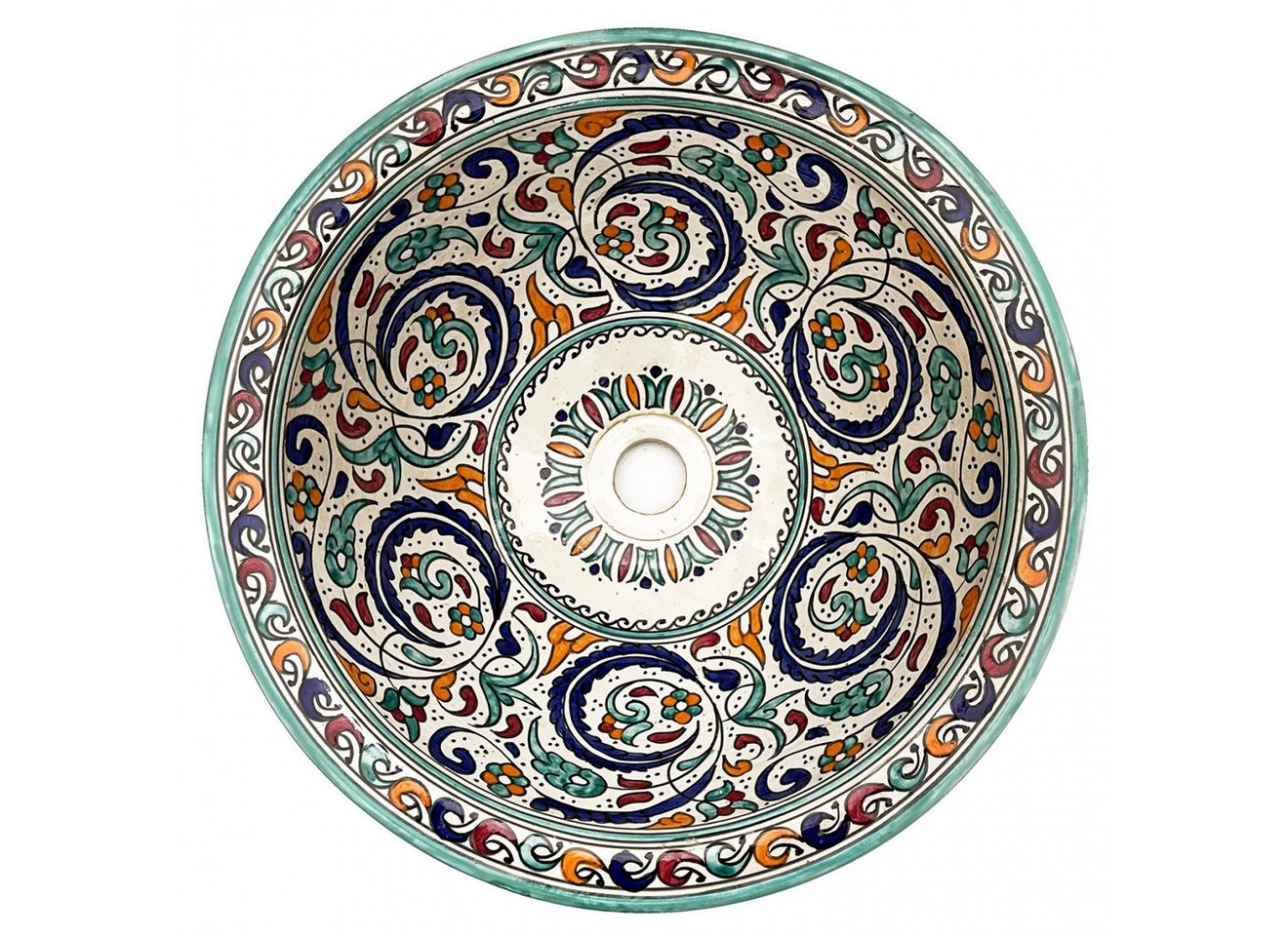 l-artisan Aufsatzwaschbecken, orientalisches handbemaltes keramik waschschüssel fes-v d42cm von l-artisan