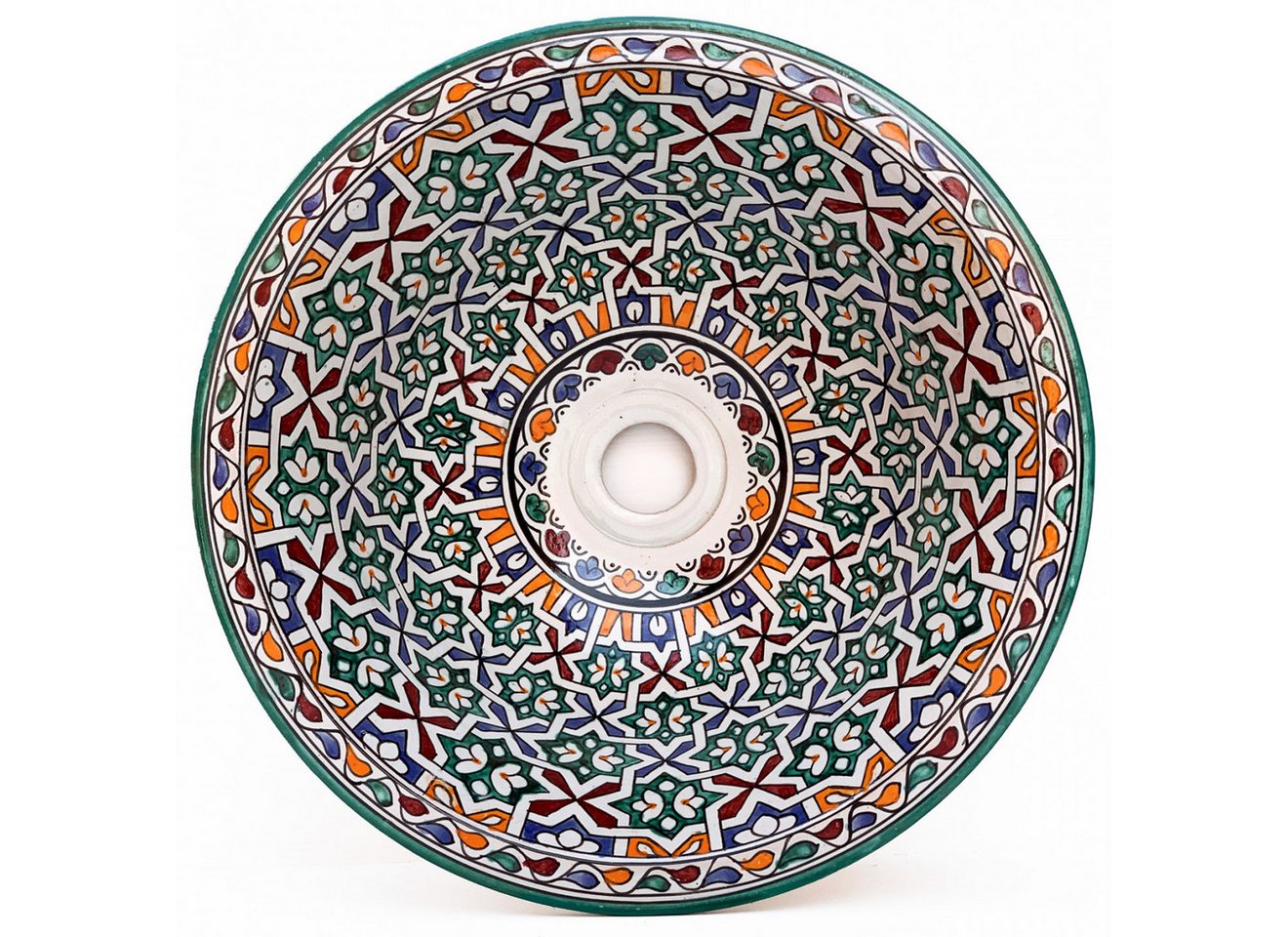 l-artisan Aufsatzwaschbecken Marokkanische Bad Spüle aus Keramik bemalt, Rund Keramik Waschschüssel, Waschbecken handbemalt FES-MULTI-8 von l-artisan
