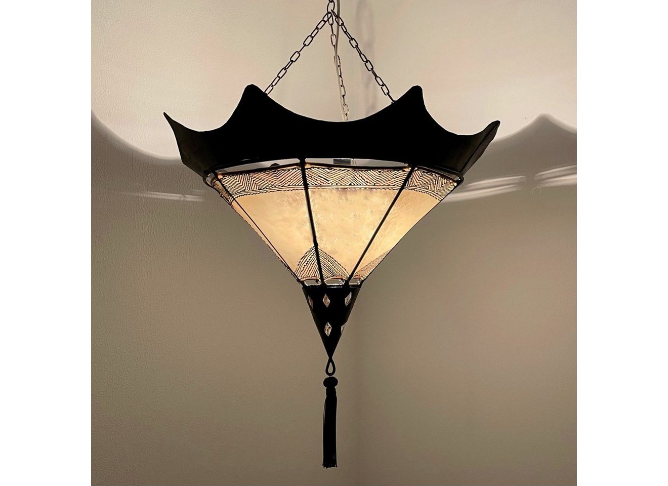 l-artisan Hängeleuchte,Hängelampe aus Leder, Orientalische Deckenlampe, Lampenschirm, ohne Leuchtmittel, Deckenleuchte SHASHIA Ø50CM von l-artisan