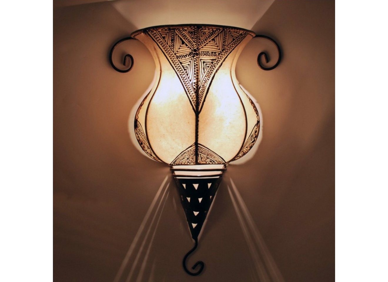 l-artisan Wandleuchte, Marokkanische Leder Wandlampe, Orientalische Wandschirm GEDIRA, ohne Leuchtmittel von l-artisan