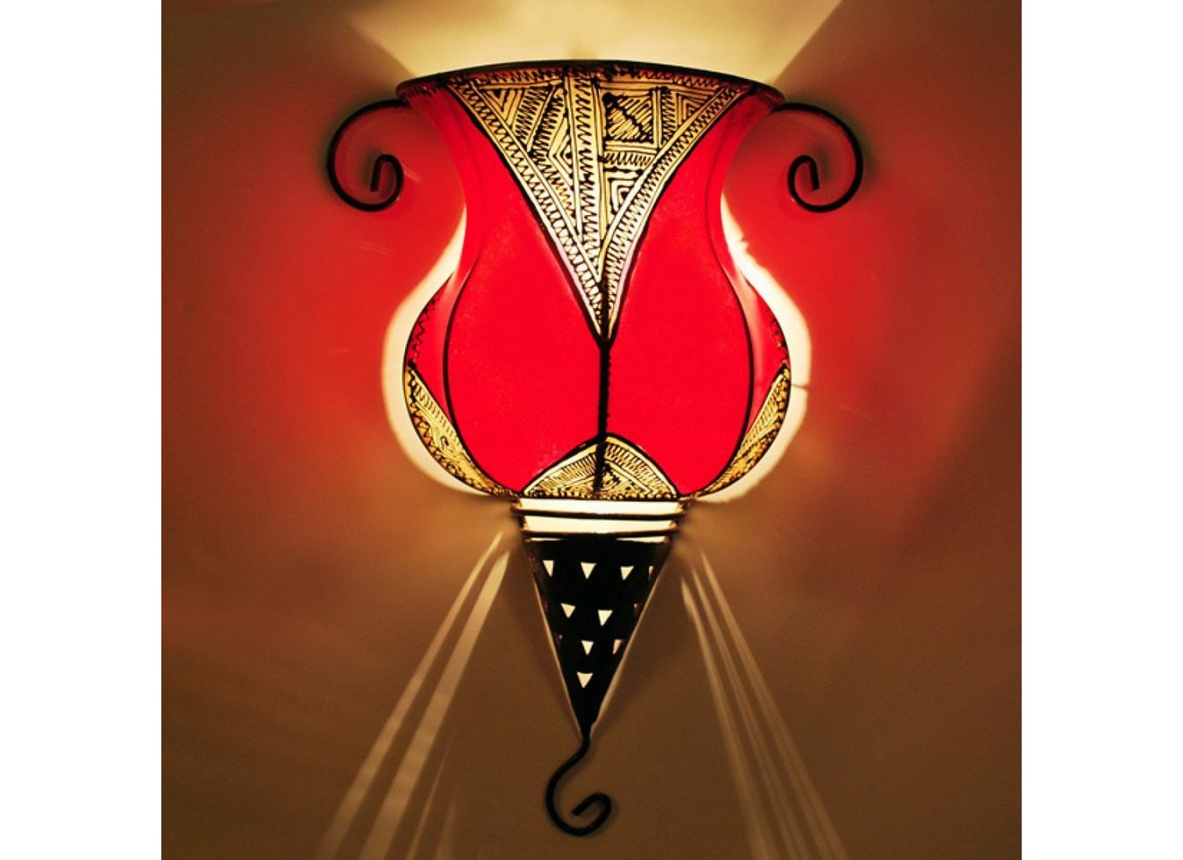 l-artisan Wandleuchte, Marokkanische Leder Wandlampe, Orientalische Wandschirm GEDIRA, ohne Leuchtmittel von l-artisan