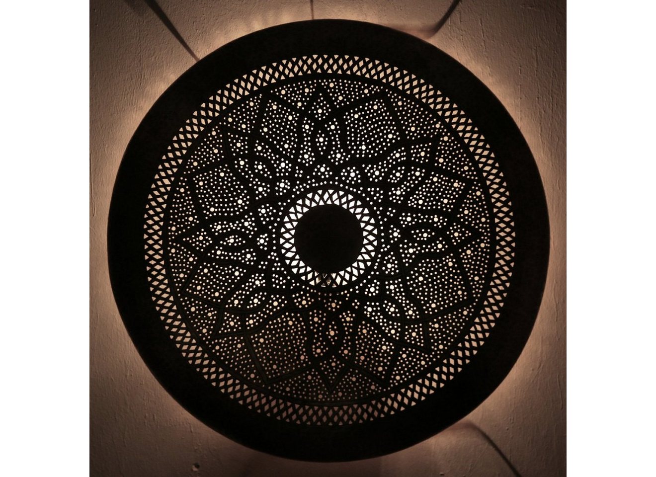 l-artisan Wandleuchte, Marokkanische Rund Wandlampe aus Antik Messing DORA ZWAK, ohne Leuchtmittel, Handgefertigt In Retro style von l-artisan