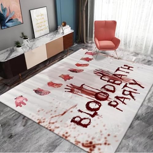 lFTEGUFKXS Totenkopf Halloween-Blut-Badematte,Rutschfester Badezimmerteppich, Halloween-Fußmatte für Dusche, Badezimmer (s3,120X160cm) (Teppich2,60X90cm) von lFTEGUFKXS