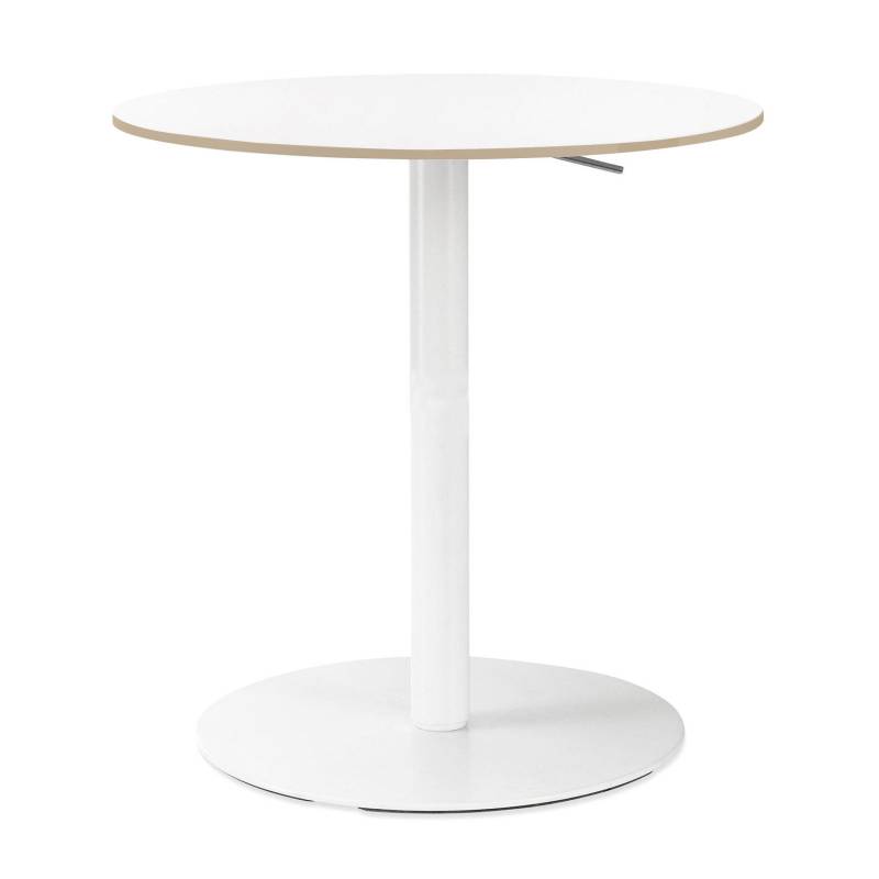 la palma - Brio Bistrotisch Gestell lackiert 52-70cm - weiß /Tischplatte Laminat 0,9/H x Ø 70x60cm/Gestell weiß lackiert von la palma