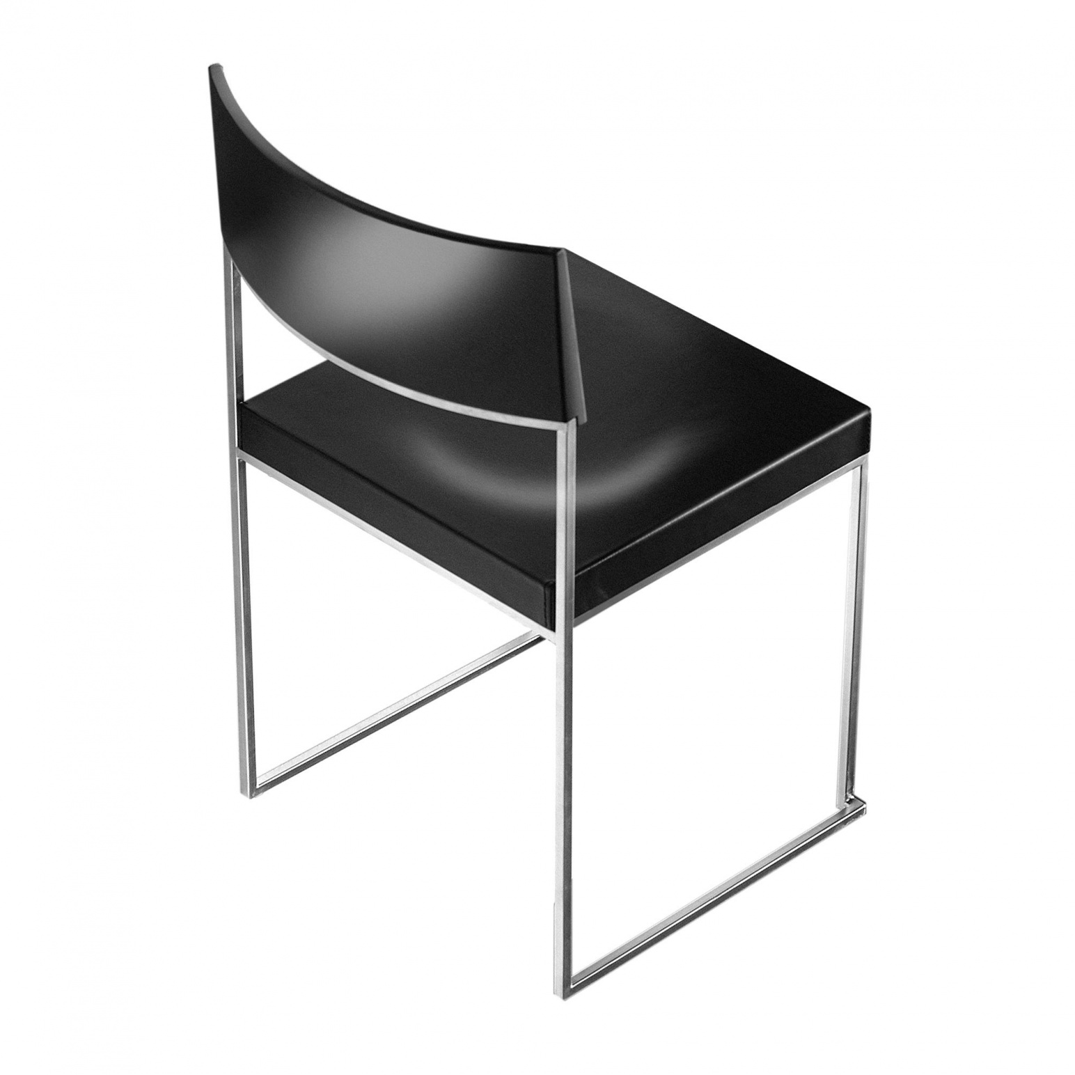 la palma - Cuba S56 Stuhl Sitzfläche Leder stapelbar - schwarz/Leder/BxHxT 43x78x49cm/Gestell matt verchromt von la palma