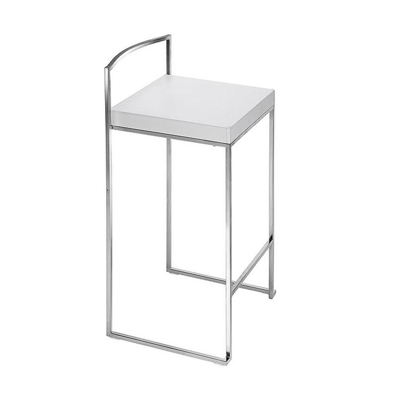 la palma - Cubo S62 Barhocker Sitzfläche Massivholz H75cm - weiß/Sitzfläche Massivholz lackiert/BxHxT 39x88x39cm/Gestell matt verchromt von la palma