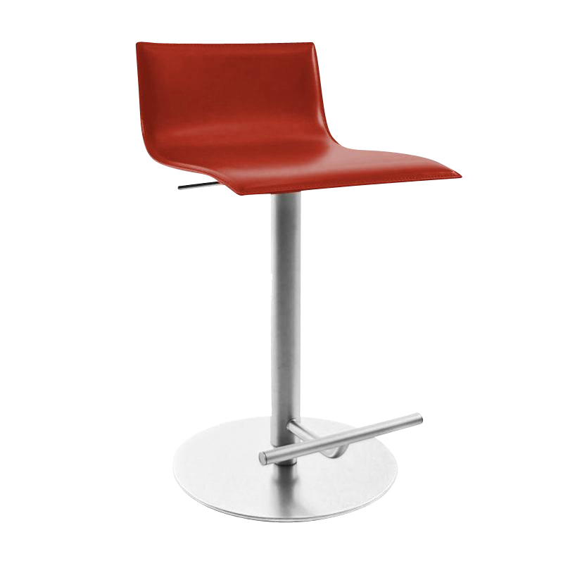 la palma - Thin S24 Barhocker Sitzfläche Leder 54-79cm - rot/Sitzfläche Leder /BxHxT 37x70x43cm/Gestell sandgestrahlt von la palma