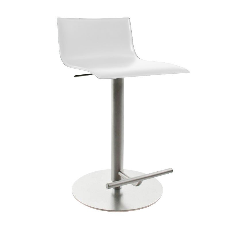 la palma - Thin S24 Barhocker Sitzfläche Leder 54-79cm - weiß/Sitzfläche Leder/BxHxT 37x70x43cm/Gestell sandgestrahlt von la palma