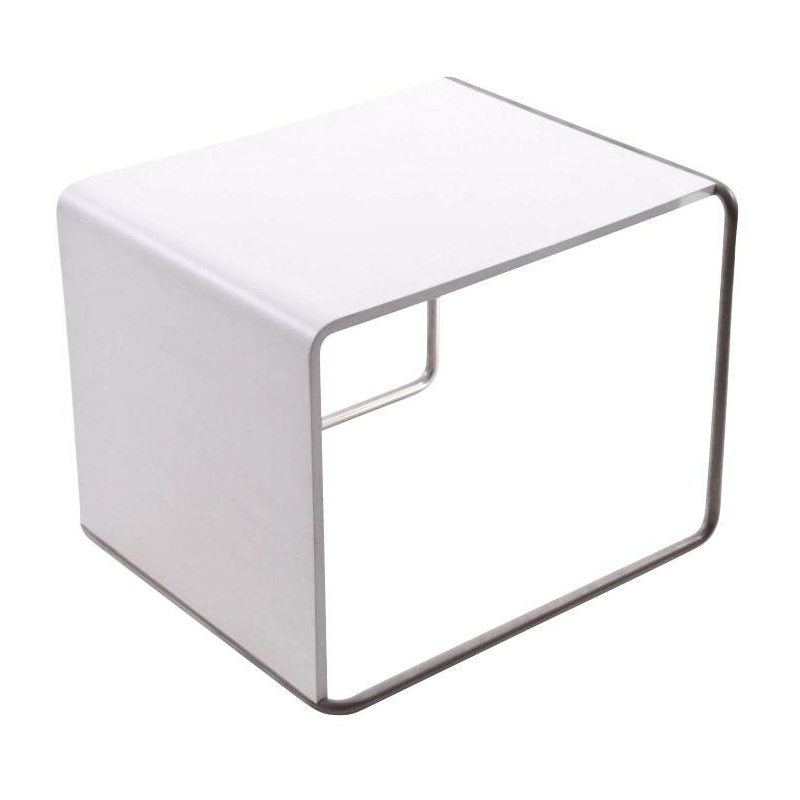 la palma - Ueno T50 Beistelltisch/Hocker Sitzfläche lackiert - weiß/Sitzfläche lackiert/LxBxH 41x45x35cm/Gestell Edelstahl sandgestrahlt von la palma